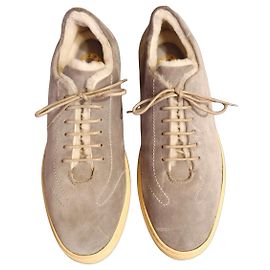 Silvano Lattanzi – Baskets en daim bleu clair avec peau de mouton – Taille 9 UK Turquoise
