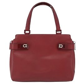 Bolsa de couro pequena com fivela lateral Double Gancini da Salvatore Ferragamo Vermelho