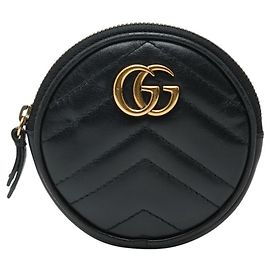 Carteira/porta-moeda acolchoada em forma de coração Gucci GG Marmont Preto