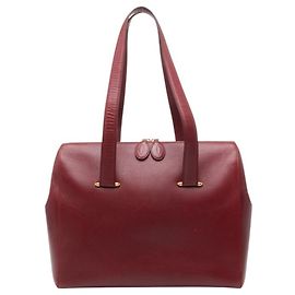 Cartier Must Line Wine Red Leather Tote Bag Dark red