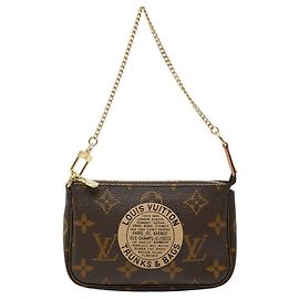 Louis Vuitton Monogram Mini Pochette Accessoires Chain Bag Brown