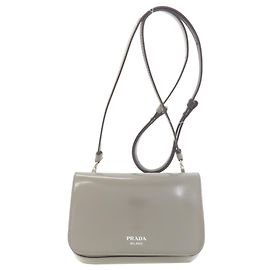 Bolsa de ombro de couro cinza Prada Marrom