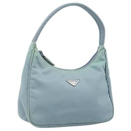 PRADA Handtasche aus Nylon hellblau Silber authentisch 173191A Silber Hellblau