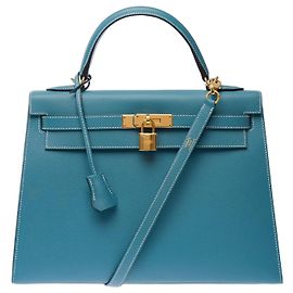 Hermès Bolsa HERMES Kelly 32 em Couro Azul - 103329 Azul