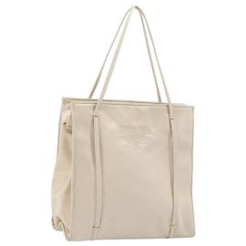 PRADA Handtasche Satin Silber Metallic beige Auth 166888 Silber Andere