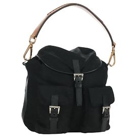 Borsa a Spalla PRADA Nylon Nero Oro Auth 165372V Nero D'oro