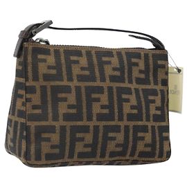 FENDI Zucca Canvas Handtasche Schwarz Braun Auth 171372 Braun Schwarz