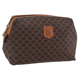 Céline Pochette en toile Macadam CELINE en cuir PVC marron doré Auth fm5108 Marron Doré