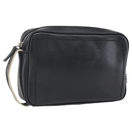 Salvatore Ferragamo Clutch Bag Leather Black Silver Auth ka2510 Black Silvery