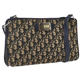 Mini borsa a rullo in tela obliqua Trotter Christian Dior blu Auth fm5123 D'oro Blu navy