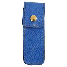Hermès Estojo de batom em couro azul Azul