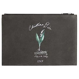 Dior Graue Lederclutch Grau