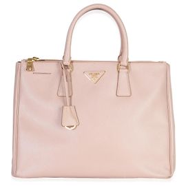 Prada Pink Saffiano Galleria Lux Medium Double Zip Tote Pink