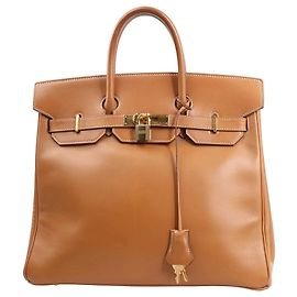Hermès HERMES Haut A Courroies 32 Bolsa de Vaca Marrom Y:1995 Marrom