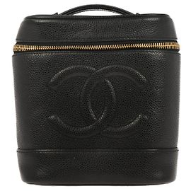Chanel Vintage Timeless Cosmetic Case Caviar Tall Black
