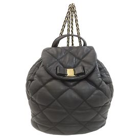 Salvatore Ferragamo Vara Ribbon Backpack Black