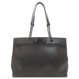 Salvatore Ferragamo Vara Ribbon Tote Bag Black