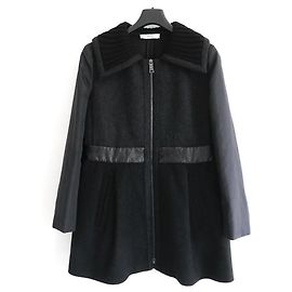 Prada Fall 2008 Wool, Nylon, Knit & Leather Princess Coat Dark grey