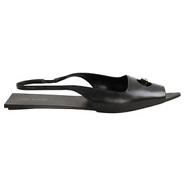Tory Burch Black leather ballet flats Black