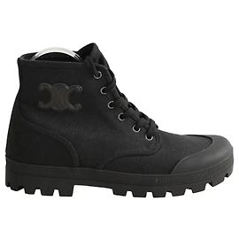 Céline Schwarze Schnürstiefel Schwarz