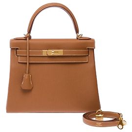 Hermès Sac HERMES Kelly 28 en Cuir Doré - 103350 Doré