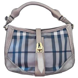 Bolsa Burberry Smoke Check Brook em couro e lona Bege Cinza