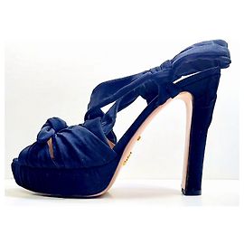 Prada black organza heeled sandals with bow Black