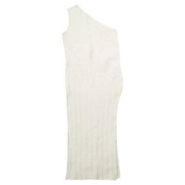 Autre Marque Robe à épaule unique à côtes aléatoires PHEENY Blanc Blanc cassé
