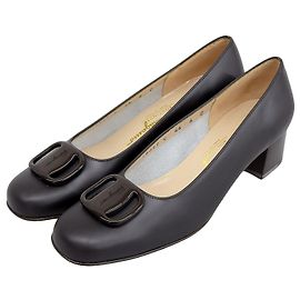 Pompes en cuir Vala de Salvatore Ferragamo Bronze Marron foncé