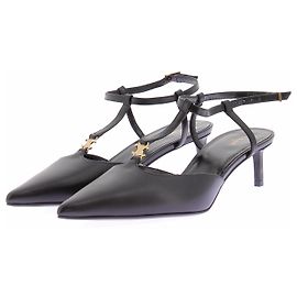 Céline Black Leather 'Kitten T Bar' Heels Black