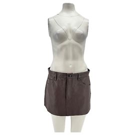 Mini falda de cuero burdeos Frame Denim Burdeos