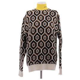 Prada Vintage-Muster Rollkragenpullover in Gelb aus Wolle Braun