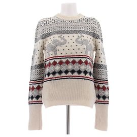 Thom Browne Pullover aus Wolle in Tricolor mit Elefantenmotiven Beige