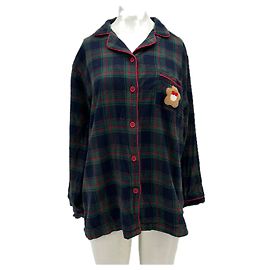 Autre Marque Camicia BUTTER a quadri blu navy e verde in lana L Blu navy
