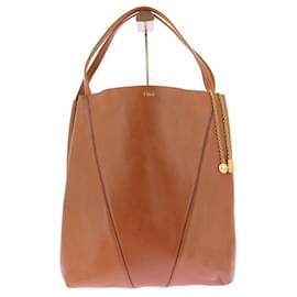 Chloé Bolso de mano "Spin" camel de cuero texturizado Camello