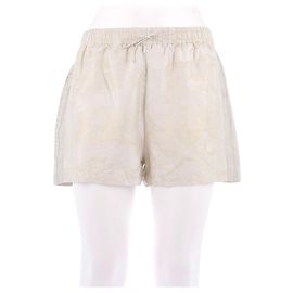 Dior Short dourado com estampas de seda Branco