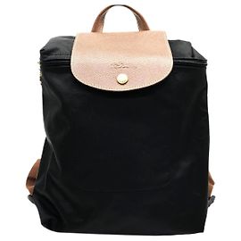 Longchamp Schwarzer Nylon-Rucksack Schwarz