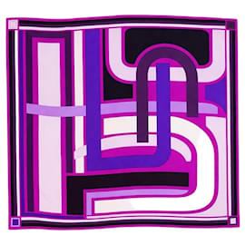 Emilio Pucci Cachecol de seda estampada roxa Roxo