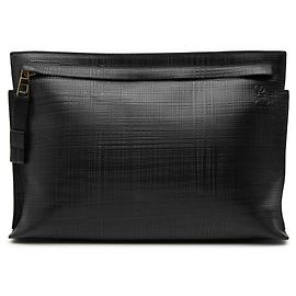 LOEWE Clutch Anagram T de cuero negro Negro