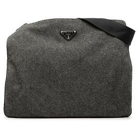 Borsa a tracolla in lana grigia Prada Marrone Grigio antracite