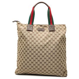 Gucci braune GG Canvas Web vertikale Tote Braun Beige