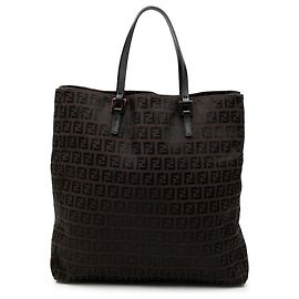 Fendi Braune Zucchino Canvas Tasche Braun Dunkelbraun