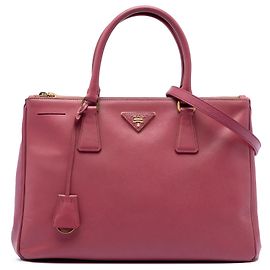 Prada Pink Medium Saffiano Lux Galleria Double Zip Satchel Pink Golden
