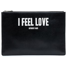 Große schwarze Leder-Clutch I Feel Love von Givenchy Schwarz