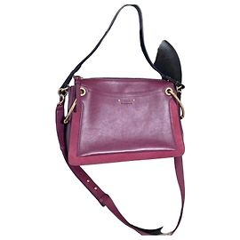 Chloé Roy Leather and Suede Handbag Dark red