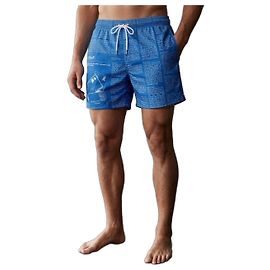 Neuf John Galliano Newspaper Short de bain Bleu