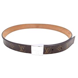 LOUIS VUITTON T85 MONOGRAM CANVAS-GÜRTEL MIT SILBERNER SCHNALLE Braun