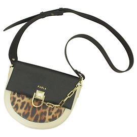 Bolsa de ombro de couro de leopardo Furla MISS MIMI Branco