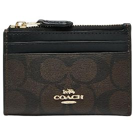 Estuche para tarjetas de PVC Coach Signature Negro