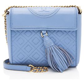 Bolsa transversal de couro Fleming Box da Tory Burch Azul